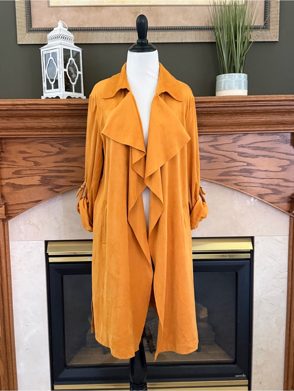 Marc New York Andrew Marc Butterscotch Drape Front Trench Coat Size Medium NEW